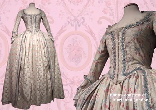 Movie costumes in Marie Antoinette historical drama film