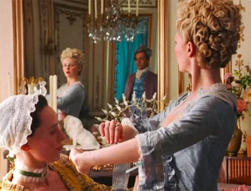Movie costumes in Marie Antoinette historical drama film