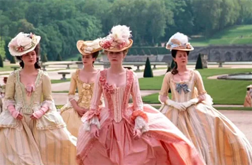 Movie costumes in Marie Antoinette historical drama film