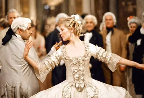 Movie costumes in Marie Antoinette historical drama film