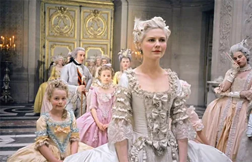 Movie costumes in Marie Antoinette historical drama film