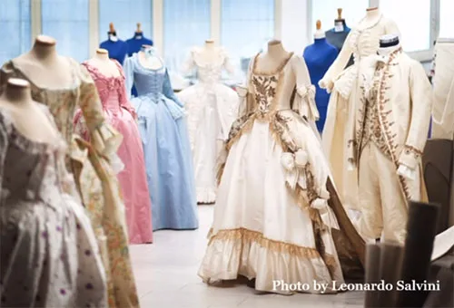 Movie costumes in Marie Antoinette historical drama film