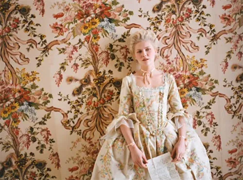 Movie costumes in Marie Antoinette historical drama film