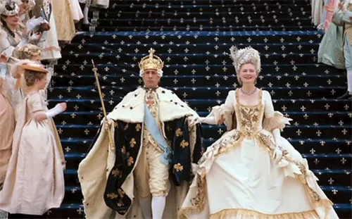Movie costumes in Marie Antoinette historical drama film