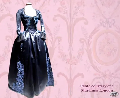 Stage costumes in Marie Antoinette historical drama movie