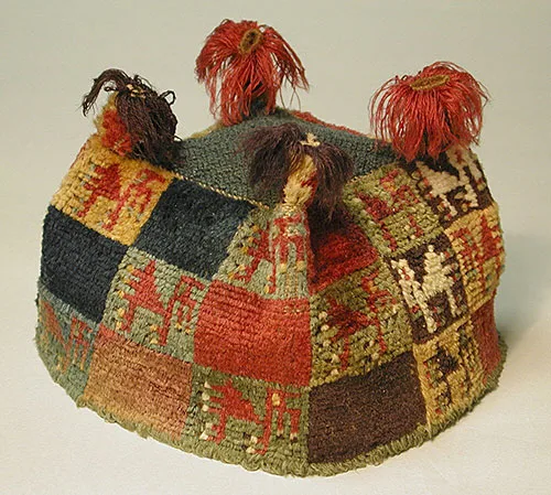 Peruvian Wari Empire traditional hat from the 7th-9th century. Charming museum exhibit
