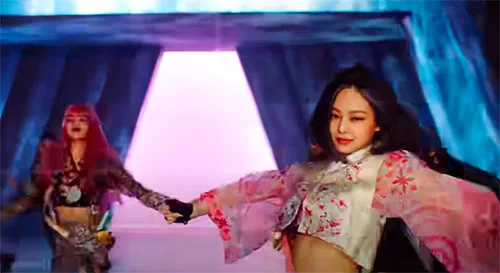 K-pop music band Blackpink uses stylized Korean hanbok