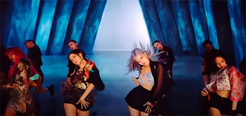 K-pop music band Blackpink uses stylized Korean hanbok clothes in their music clips
