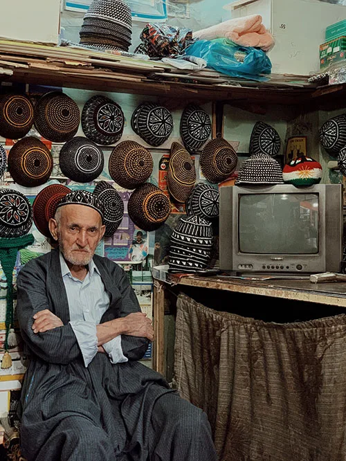 Kurdish turban caps from Iraq are adorned with nice dotted patterns