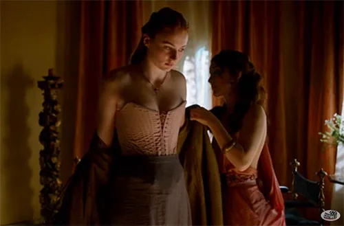 Movie costume of Rhaenyra Targaryen from House of the Dragon, prequel to Game of Thrones
