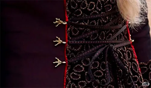 Movie costume of Rhaenyra Targaryen from House of the Dragon, prequel to Game of Thrones