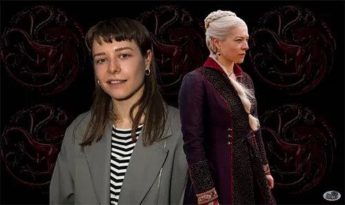 Movie costume of Rhaenyra Targaryen from House of the Dragon, prequel to Game of Thrones
