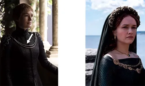 Movie costume of Alicent Hightower from House of the Dragon, prequel to Game of Thrones