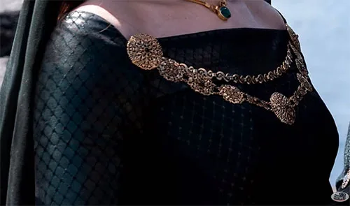Movie costume of Alicent Hightower from House of the Dragon, prequel to Game of Thrones