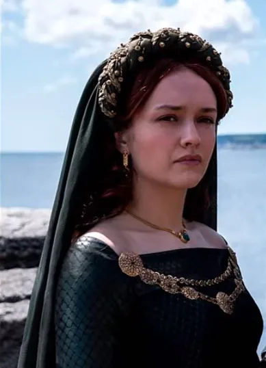 Movie costume of Alicent Hightower from House of the Dragon, prequel to Game of Thrones