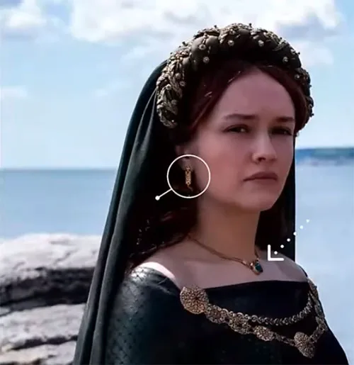 Movie costume of Alicent Hightower from House of the Dragon, prequel to Game of Thrones