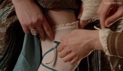 Inaccuracies in show costume underwear of The Borgias series