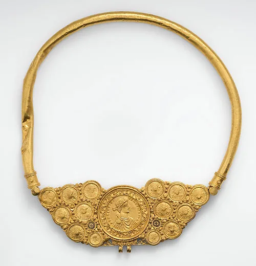 gold pectoral with coins, Byzantine, ca. 539-550