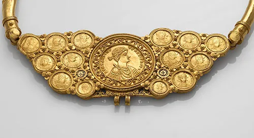 gold pectoral with coins, Byzantine, ca. 539-550