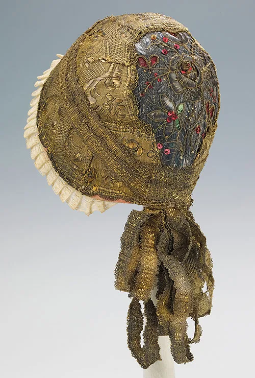 Gold cap adorned with foil and metallic thread and sequins, Germany, the early 19th century