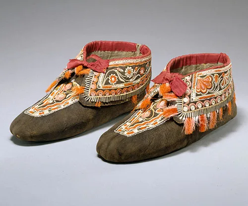 Vintage traditional moccasins of indigenous peoples in Canada