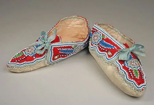 Vintage traditional moccasins of indigenous peoples in Canada