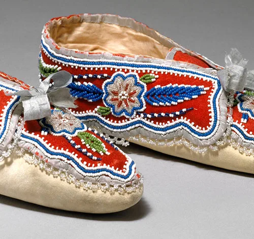 Vintage traditional moccasins of indigenous peoples in Canada