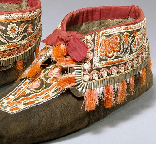 Vintage traditional moccasins of indigenous peoples in Canada