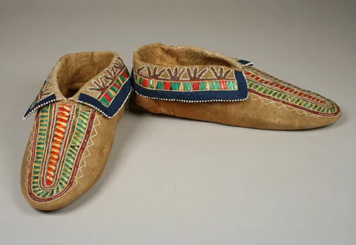 Vintage traditional moccasins of indigenous peoples in Canada