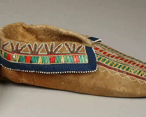 Vintage traditional moccasins of indigenous peoples in Canada