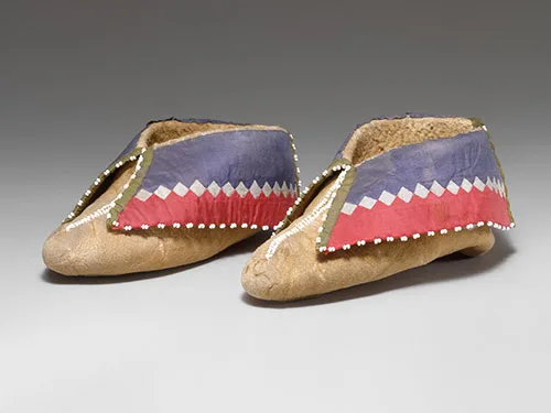 Vintage traditional moccasins of indigenous peoples in Canada