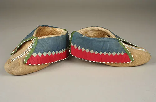 Vintage traditional moccasins of indigenous peoples in Canada