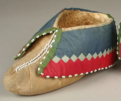 Vintage traditional moccasins of indigenous peoples in Canada