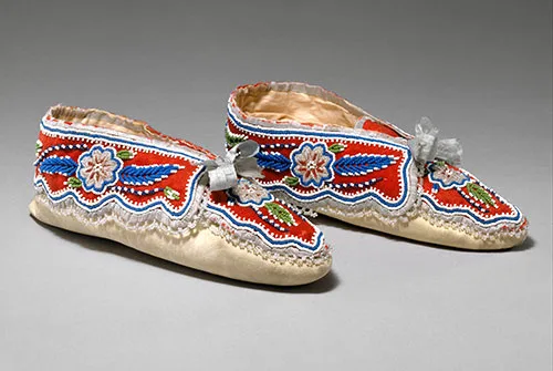 Vintage traditional moccasins of indigenous peoples in Canada