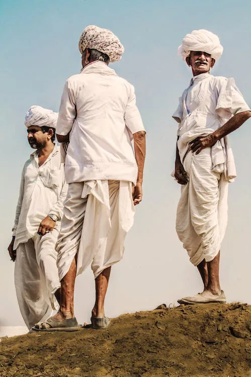 Traditional outfits of Indian men. National clothing, folk dance outfits, traditional wedding attire, etc