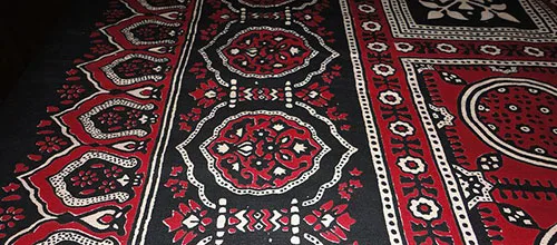 Ajrak block printing in Pakistan. This 5,000-year-old technique of fabric dyeing still lives