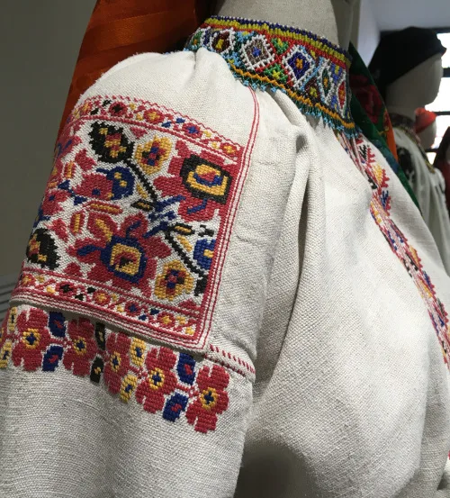 Ukrainian needlework – close-ups of vintage embroidered shirts