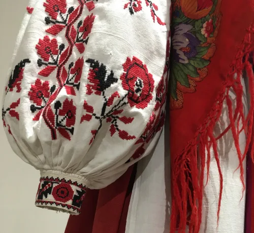 Ukrainian needlework – close-ups of vintage embroidered shirts
